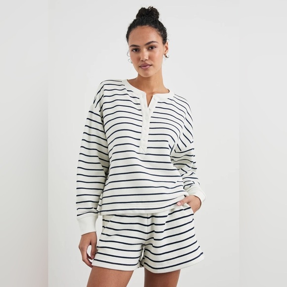 Rails Tops - Rails Joan Sailor Stripe Navy Cotton Sweatshirt Size Medium
